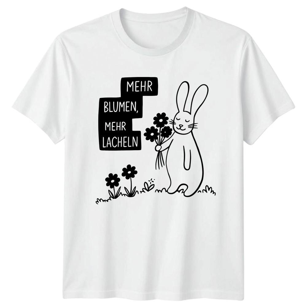 Mehr BluUnisex Mehr Lacheln Unisexs TShirt Bunny Flowers Gardening Easter Gift S
