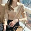 2026 Spring New Satin Long-Sleeve Shirt for Women, Elegant Chiffon Blouse, Ladies' Casual Solid Color Top