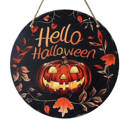Halloween Sign for Front Door Halloween Wreath Wooden Hanging Sign Boo Ghost Pumpkin Witch Welcome Sign for Window Wall Decor