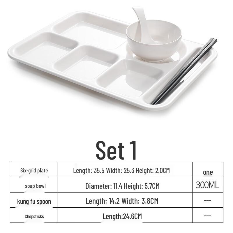 Handon Melamine Rectangular Shallow Dinner Plates (Set of 5)