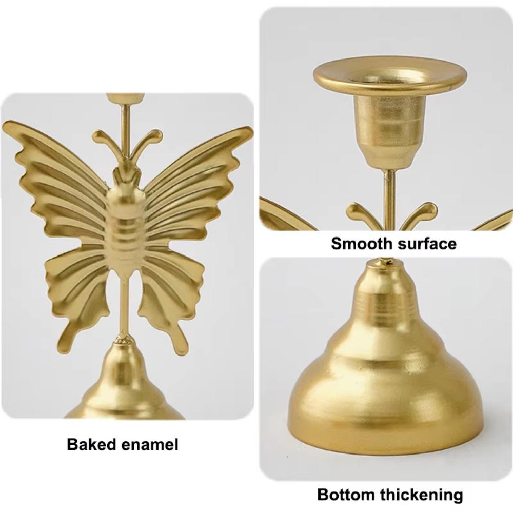 Elegant Leaf Candlestick Stand Unique Iron Aromatherapy Rack Butterfly Candle Holder  Table
