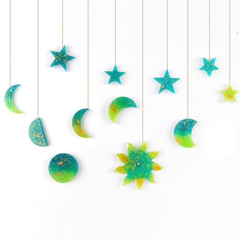 DIY Ručně vyráběná forma Hvězda Slunce Měsíc Silikonová pryskyřičná forma Šperky Ozdoby Pryskyřičná forma Silikonová