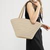 Striped One-shoulder Straw Woven Bag Summer New Large-capacity Casual and Versatile Contrasting Seaside Beach Bag