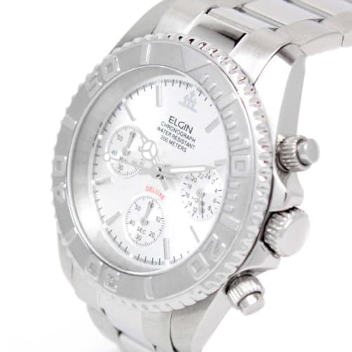 Elgin FK1120S Men's Silver Chronograph Diver Watch
