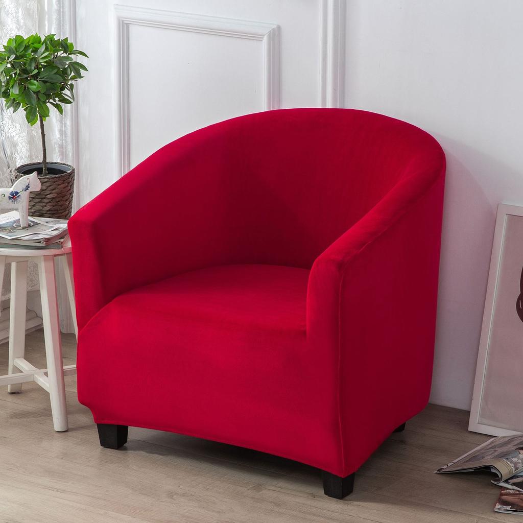 Solid Color Thickened Silver Fox Velvet Sofa Cover Milk Silk Semi-circular Arc Sofa Chair Cover Internet Cafe Single Sofa Cover