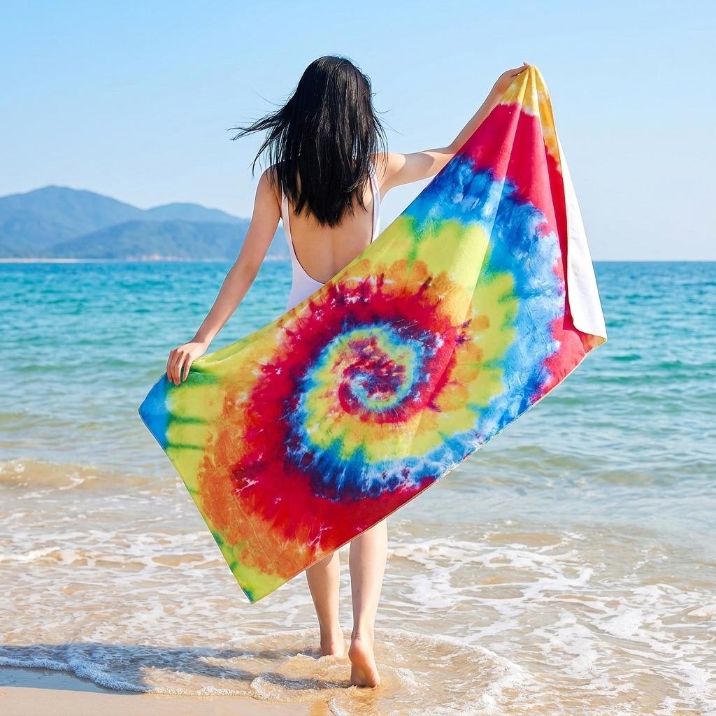 Double-Sided Plush Microfiber Beach Towel, 70x150cm - Quick-Drying, Skin-Friendly, Portable Shawl