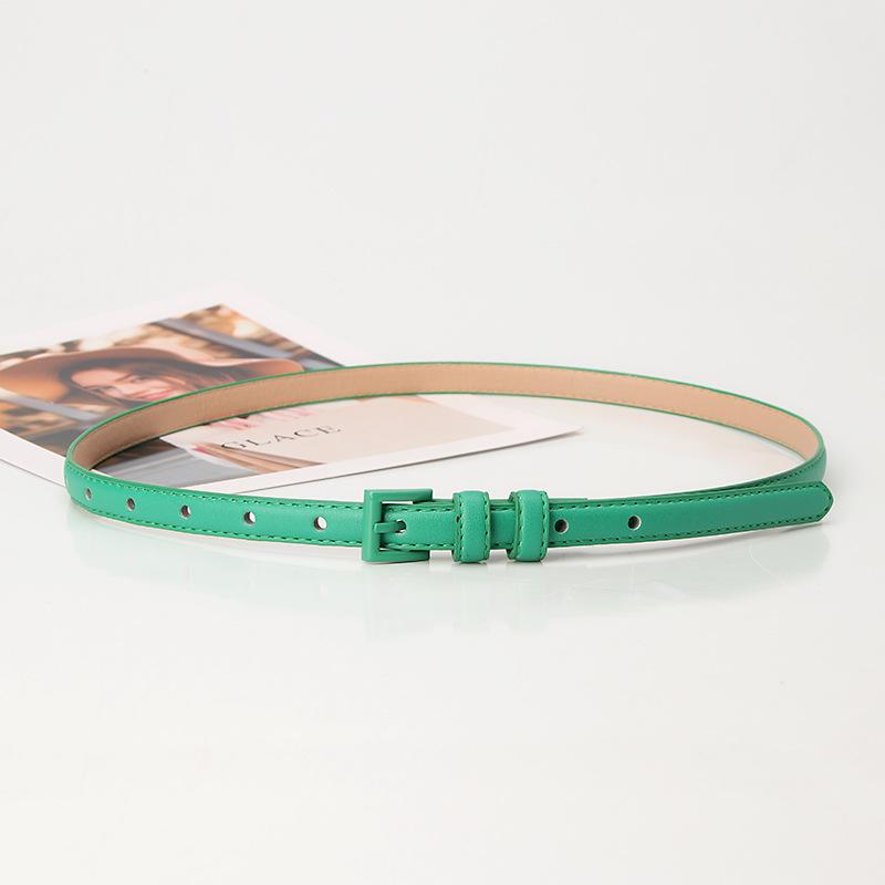 All-match Candy Color Small Women's Waistband High-end Thin Good-looking Belt with Alloy Pin Buckle Decoration for Dress Pants