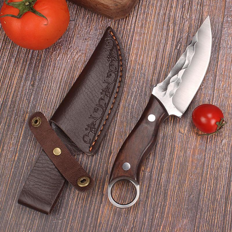 Stainless Steel Kitchen Knife Meat Cleaver Handmade Forged Boning Knife Chef's Knife for Household Wooden Handle Butcher Knife