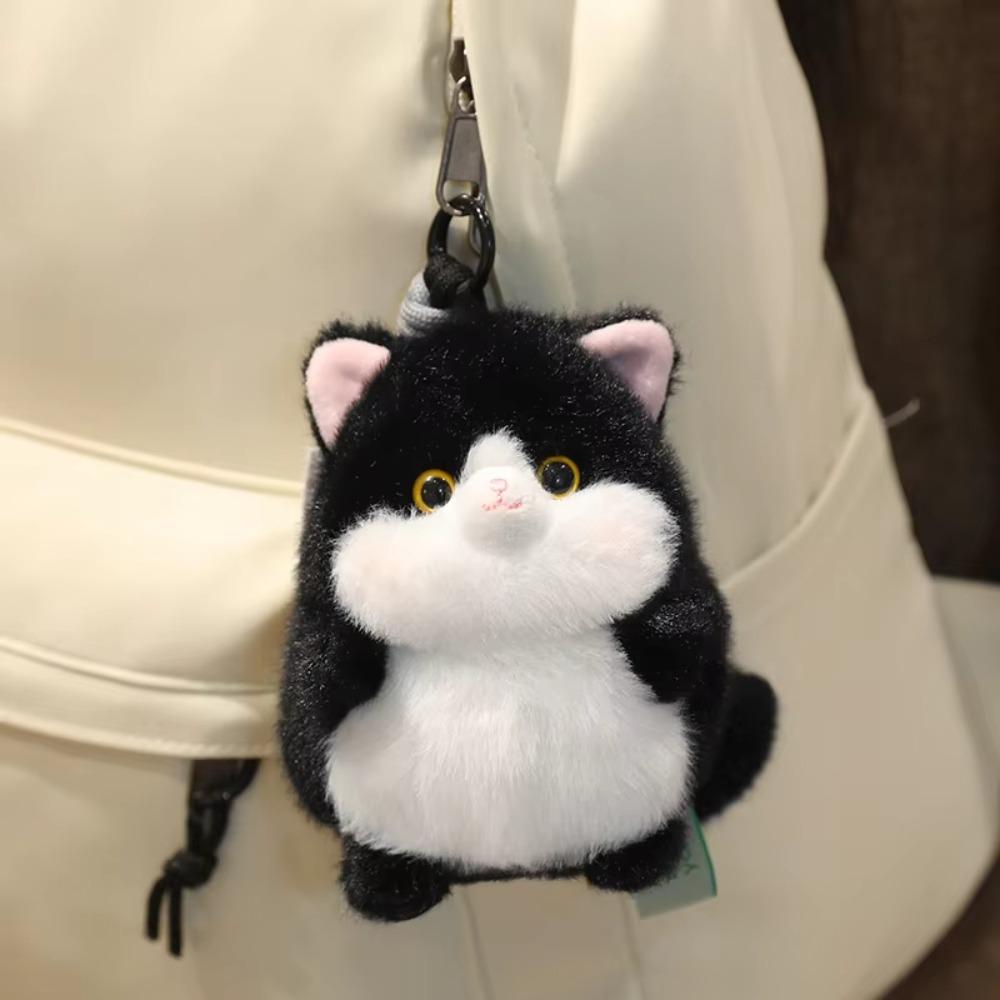 Soft Material Cat Plush Keychain Chubby Design Plush Cat Keychain Cat Plush Pendant Backpack Decor