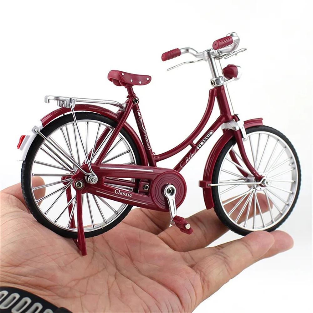 Modelo de Bicicleta Retro de Metal 1:10 Mini Bicicletas Artesanías de Escritorio Bicicleta Clásica Juguete Accesorio para Casa de Muñecas Decoración del Hogar Juguetes para Niños