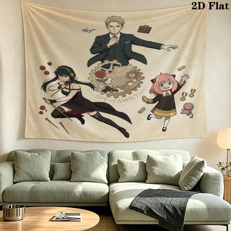 Arazzo da Parete Spy Family Appeso Estetico alla Parete Coperta in Tessuto Stampato Arazzi Decorativi per Camera da Letto Soggiorno Arredamento Casa