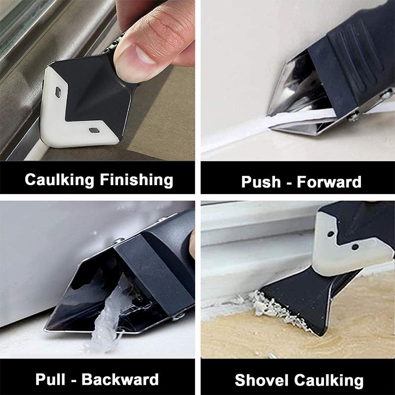 LMETJMA Silicone Caulking Tool Kit 3 in 1 Caulk Grout Removal Tool Sealant Finishing Scraper with Stainless Steelhead