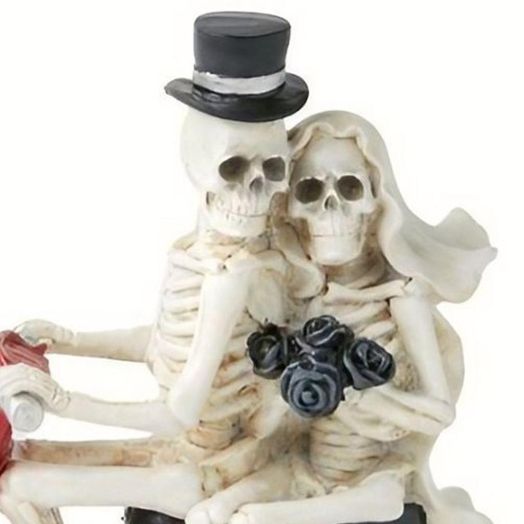 Halloween Skeleton Couple On Motorcycle Decor Skull Figurine Home Ornaments For Party Room Shelf Desktop Decoration Gifts