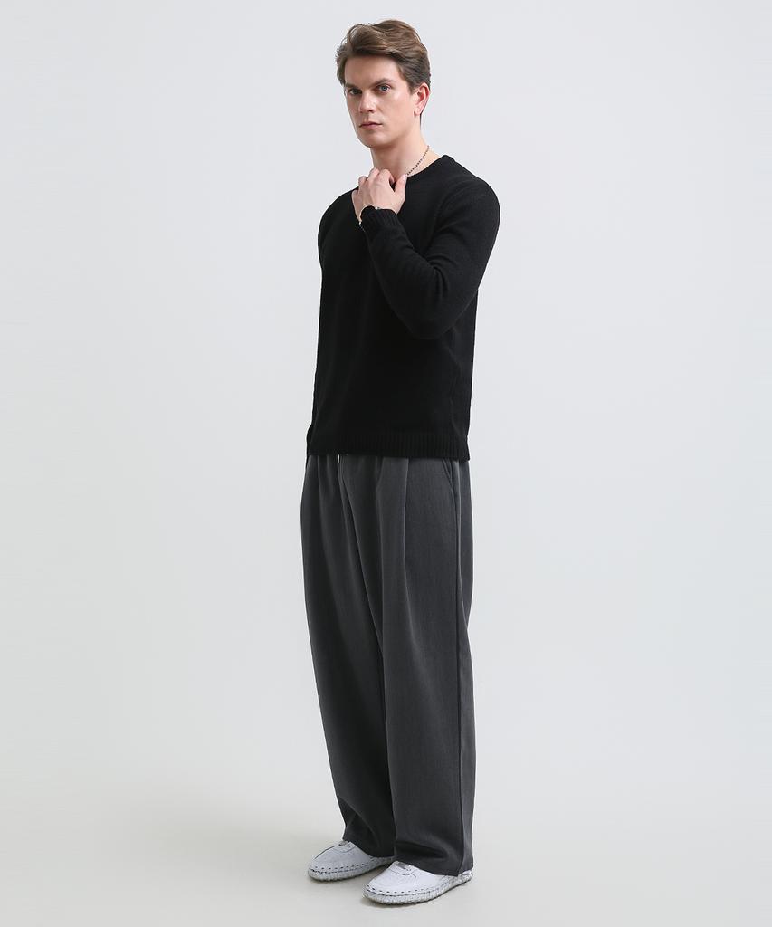 Seuteulaikeu Fine Blend Classic Crew Neck Knit (Black)