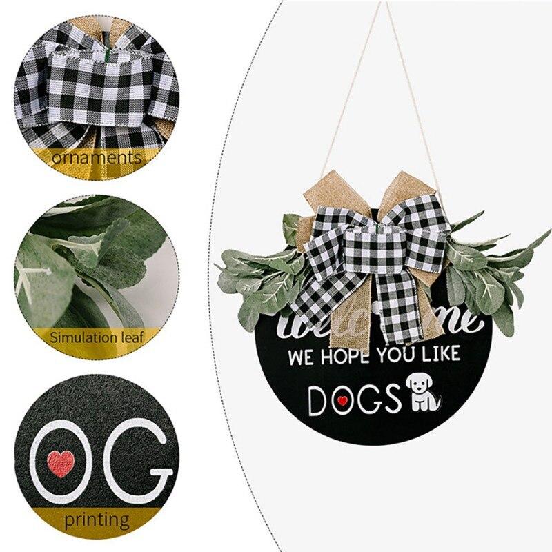 Wooden Welcome Doorplate Decoration Wreath Door Decoration Welcome