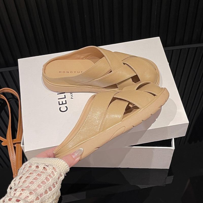 Casual version of baotou half slippers women's summer new outer wear one pedal lazy woven pig cage cool slippers