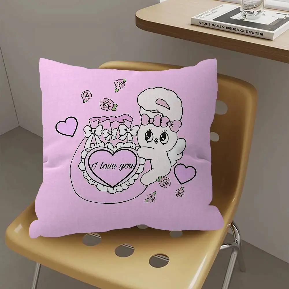 E-Esther Bunny Cartoon Cushion Cover Decorative Pillow Sofa Home Decor Case Pillow Cases
