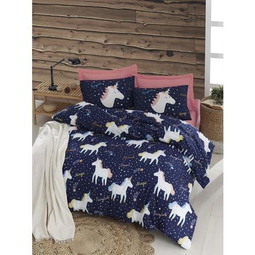 

Eponj Home Easy-Iron Duvet Cover Set Double MagicUnicorn Navy