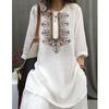 Plus Size Casual Embroidered Cotton-Linen Shirt: Spring & Autumn Retro Style
