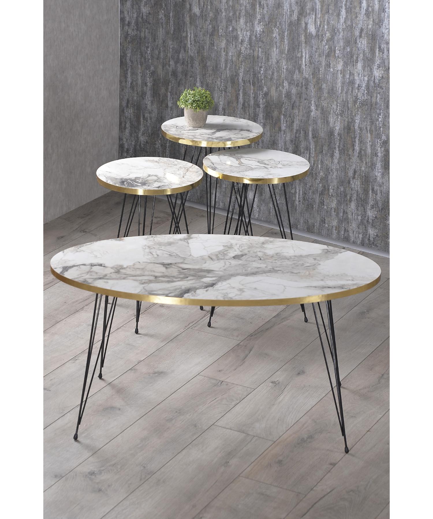 

Вложенный стол и центральный стол Ellipse Set Black Wire Leg Gold Efes