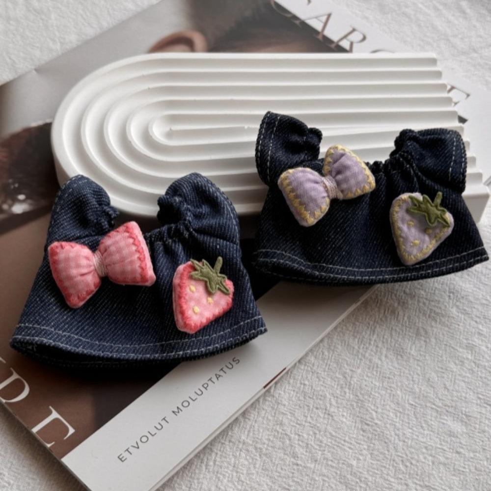 Fashion Cute Doll Jeans Dress Cherry Kawaii Mini Doll Skirt Doll Dress Up Clothes  Kids Gifts
