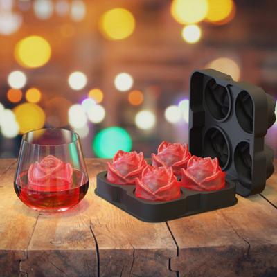 Silikon Eiswürfelform Tablett 3D Rosenblumenform Eis Schokolade Pudding Süßigkeitenform Antihaft Lebensmittelecht Getränkeform
