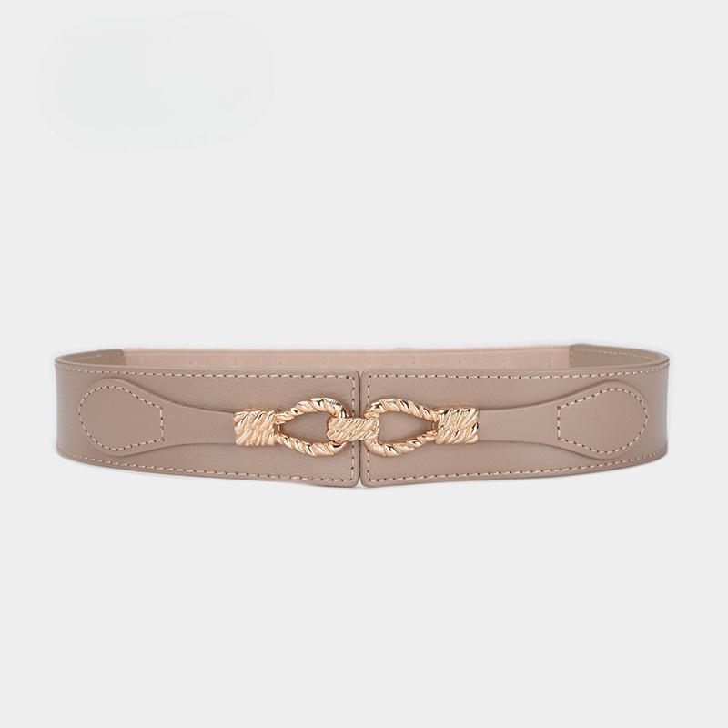 Cowhide Elastic Waist Seal for Women Versatile Retro Leather Wide Belt with Windbreaker Jacket Trouser Waist Closure Wide Belt