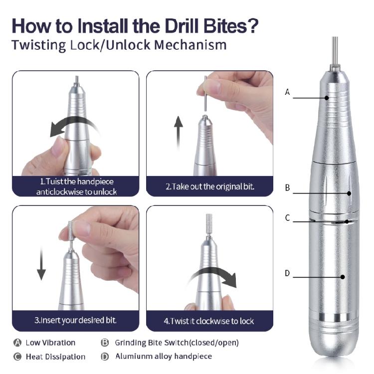 2 in 1 45000RPM Nail Drill Set with Drill Bits Nail Lamp Nail File Manicures