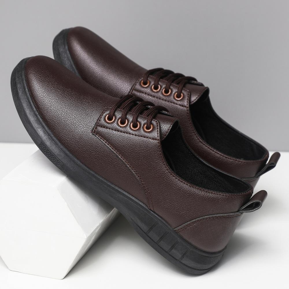 

Кожаная обувь мужская весенняя повседневная обувь трендовая универсальная деловая обувь черная на шнуровке рабочая обувь свадебная обувь жениха 44