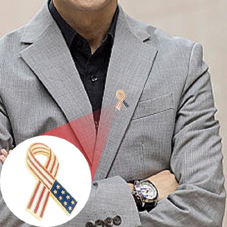 Festive Ribbon Badge Corrosion Resistant Zinc Alloy Ideal For Holiday Costume Enhancement
