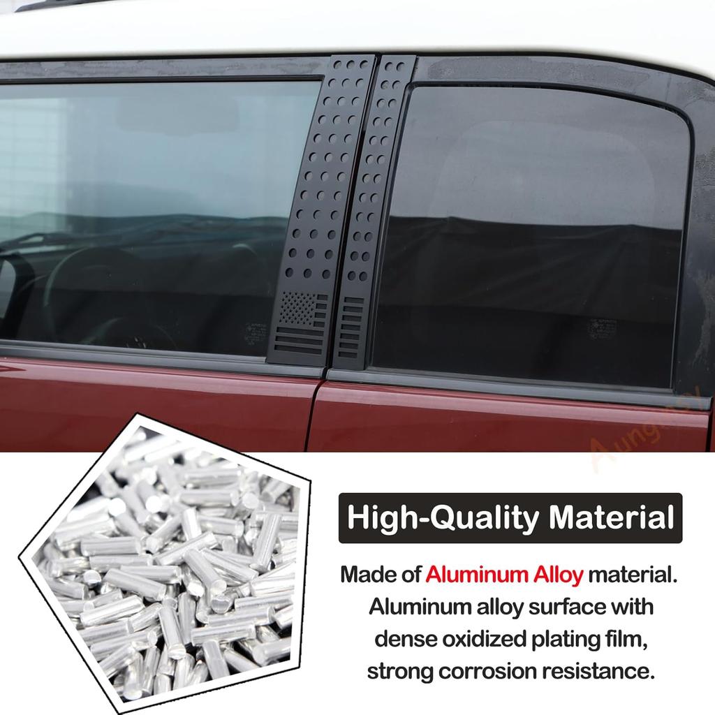 Car Door Window Centerpillar Honeycomb Trim Cover Fit Toyot@a FJ Cruiser 2007-2024 Exterior Side Door Window Center Pillar Post Molding Decorative