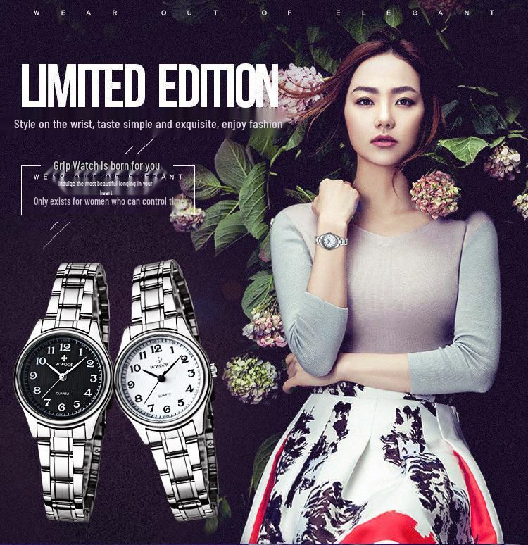 Genuine Brand Retro Women's Love Watch with Large Number Steel Band