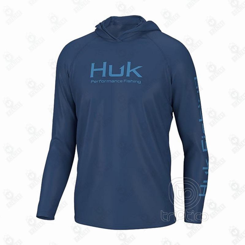 HUK Outdoor Hooded Sun Protection Fishing Shirt - UV Guard & Milk Silk for Comfort