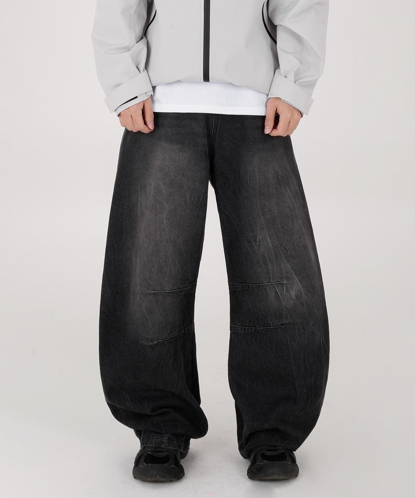 Opeumeideu Dart Curved Wide Denim Pants