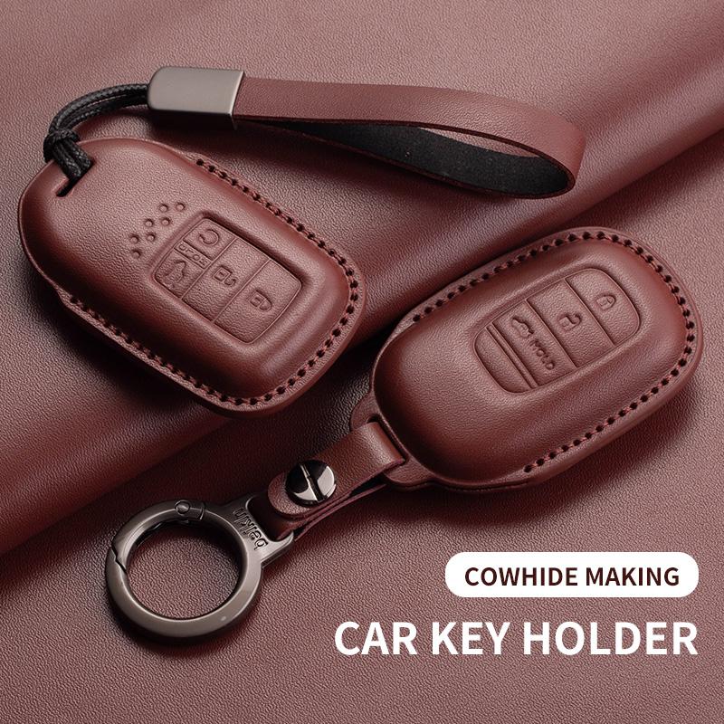 Leather Car Remote Key Case Cover for Honda Civic 11th 2022 for Honda Civic Accord HR-V CR-V CRV 2022 2023 Protector Holder Fob