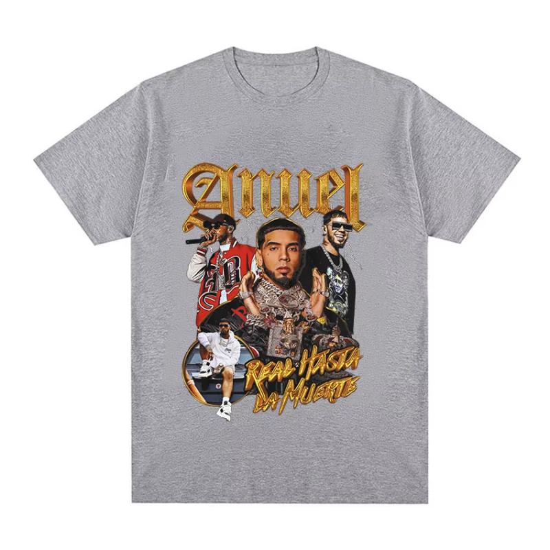 Rapper Anuel AA Retro Graphic T Shirt Real Hasta La Muerte Cotton Tshirt Unisexs Hip Hop Oversized Tees Unisex Punk Streetwear