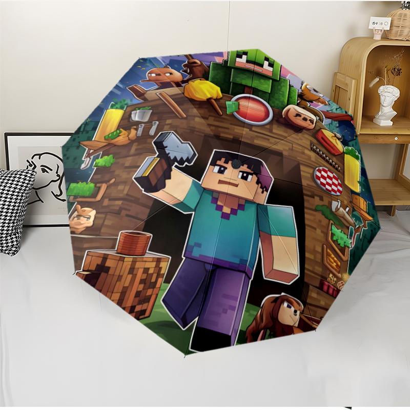 Pixel Game Fashionable Automatic Opening/Closing Folding Umbrella. Portable and Foldable, Ideal for Gift, Travel, and Daily Use.