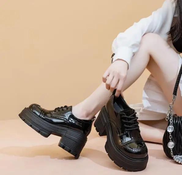 Fashion 9CM Genuine Leather Booties Autumn Female Women Boots Casual Spring Pumps Mary Jane Platform Wedge Flats Breathable Shoes