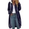 Women Hooded Coat Medium Length Solid Color Double Sided Plush Pocket Jacket