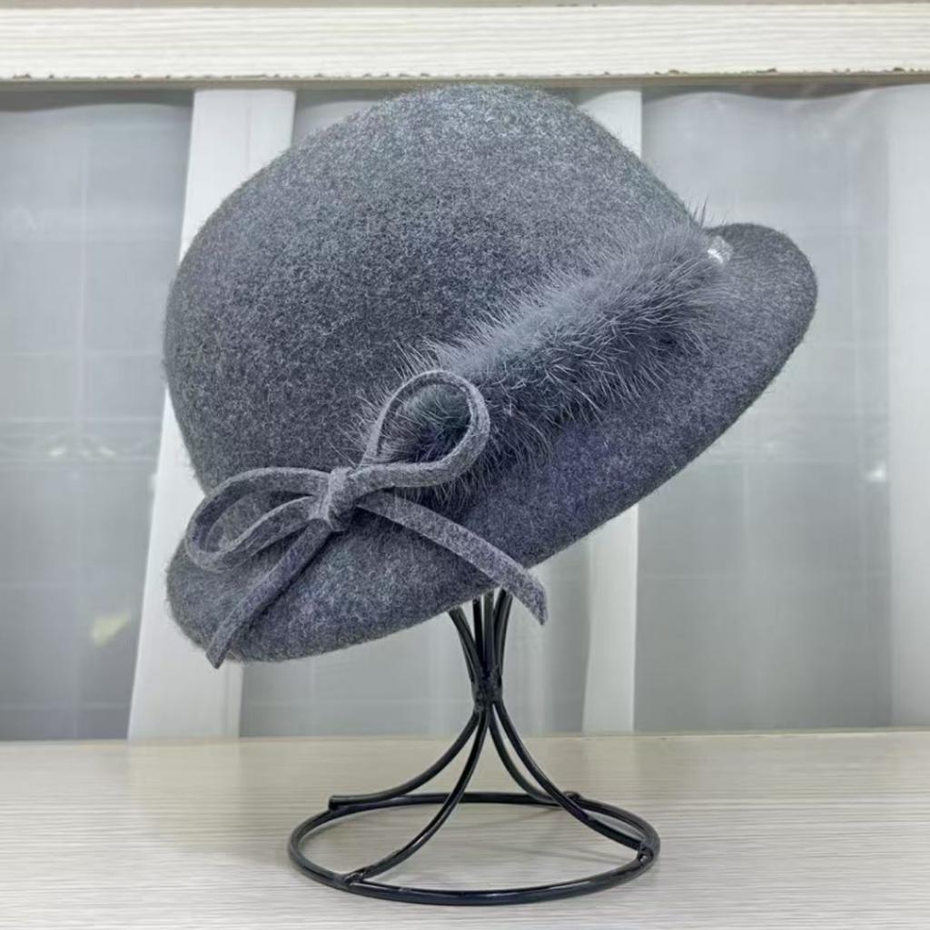 French Romantic High-quality Autumn and Winter Wool Top Hat Women's Retro Elegant Upturned Edge Basin Hat Niche Socialite Beret Hat