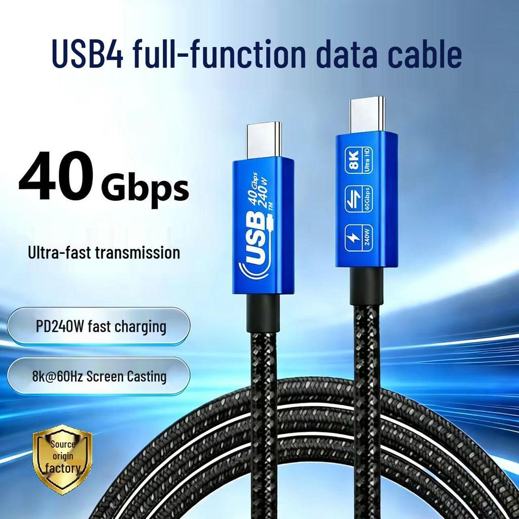 USB4 Thunderbolt 4 Cable: 40Gbps Transfer, 240W Fast Charge, 8K60Hz Display Support, Type-C