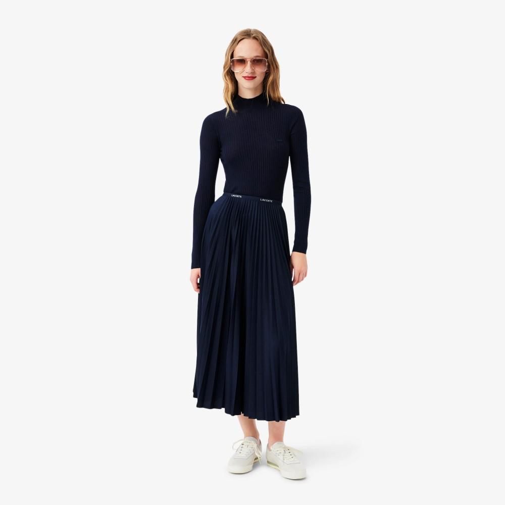 Lacoste Women's Long Pleated Poly Long Skirt JF1402-55N166
