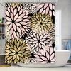 Gold Floral Shower Curtain Bathroom Decor Pink Black White Flower Pattern Waterproof Bath Mat Set Home Decoration