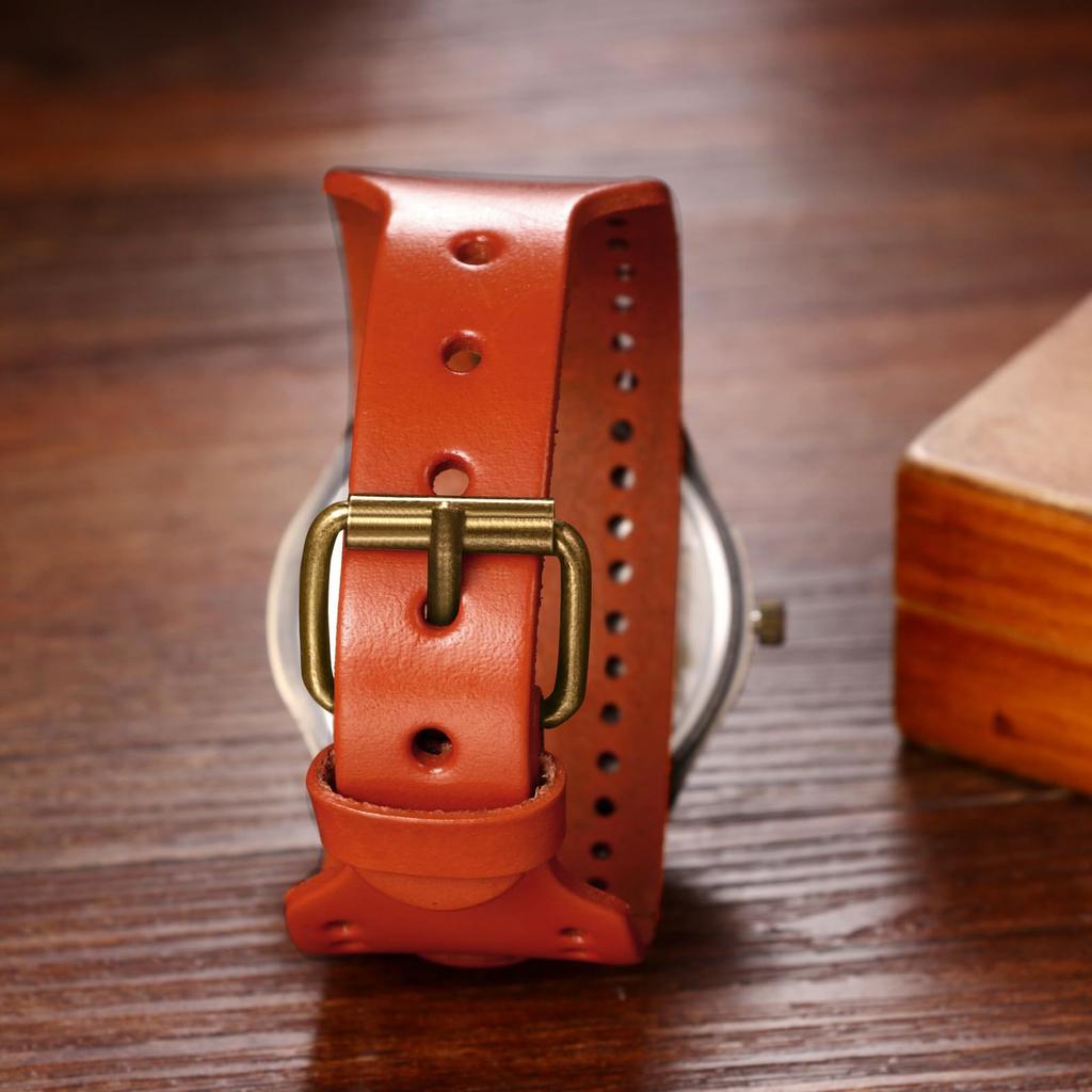 Unisex Punk Watch with Leather Waterproof Analog Display with Crown and Quartz Genuine Leather Motorcycle Fashion Watch Perfect Gift for and Day