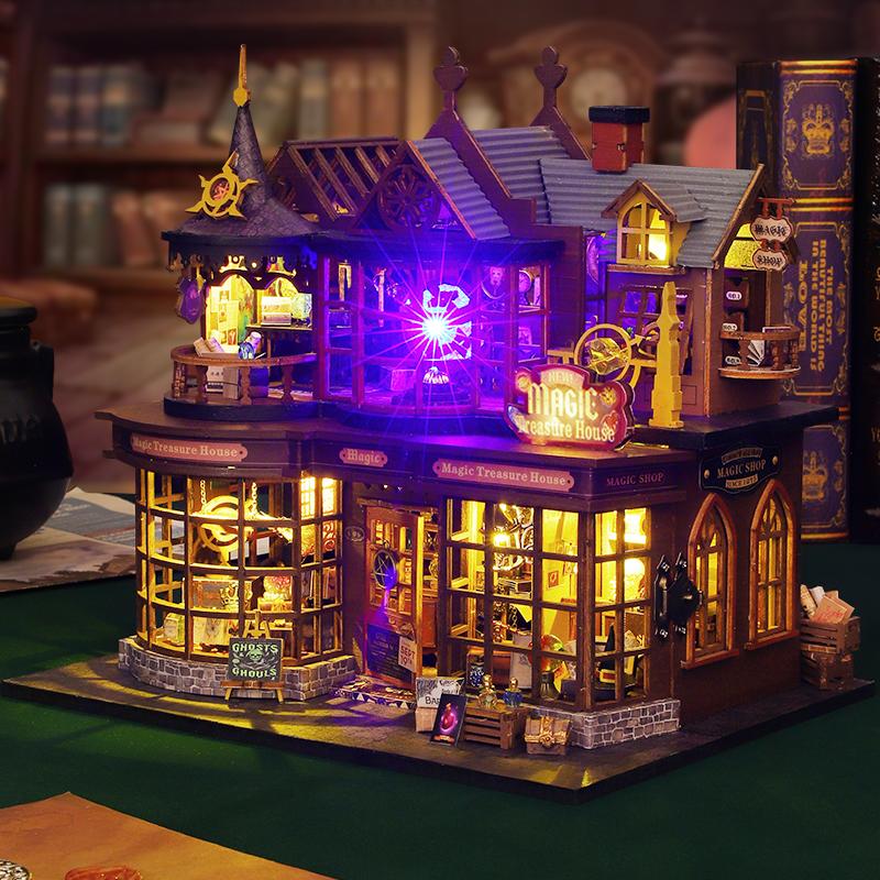DIY Wooden Magic House Casa Doll Houses Miniature Building Kit Dollhouse with Furniture Led Lights Birthday Gifts