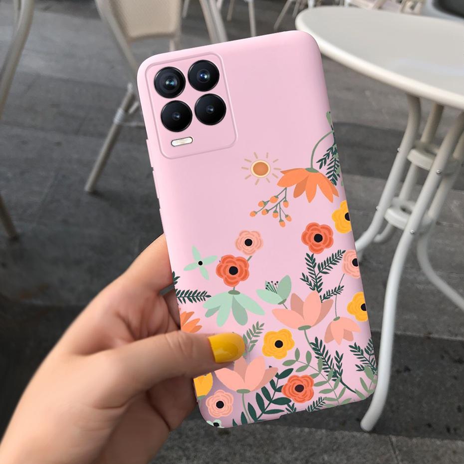 For Realme 8 Case Lavender Sunflower Silicone Back Cover For Realme 8 Pro 8i Realme8 4G RMX3085 Soft TPU Phone Case Luxury Coque