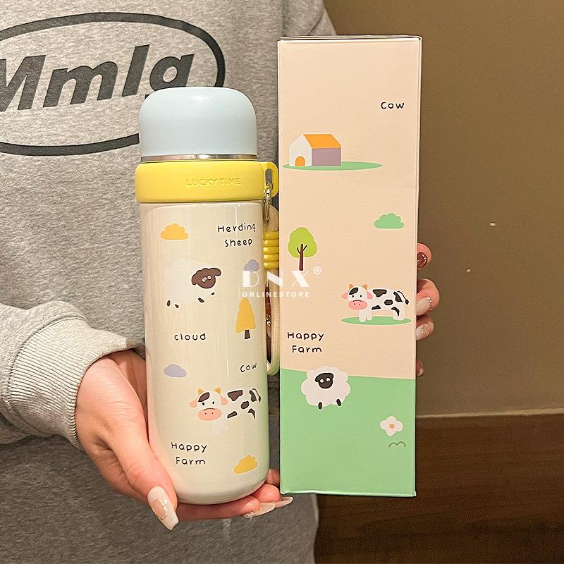 

Cartoon Thermos Cup Kids School Special Stainless Insulated Water Cup with Rope for Students Portable Stylish Cup 500ml
