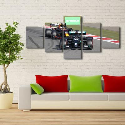 5Pcs Rustic F1 Racing Car House Paitings Sports Car 5 Pieces Pictures Home Decor 5 Panel Canvas Wall HD Print Art No Framed