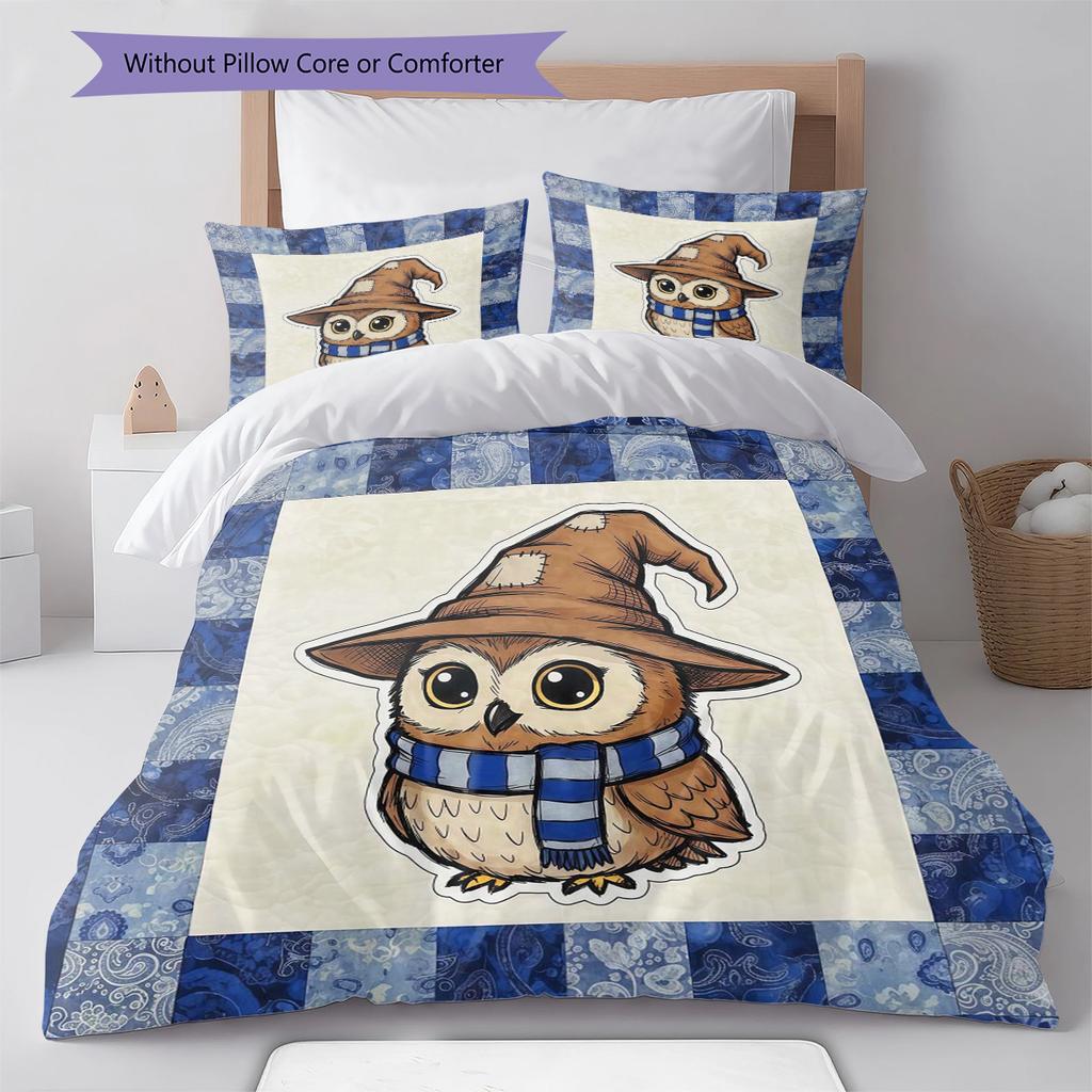 Juego de Ropa de Cama con Estampado de Dibujos Animados Colcha Funda de Colcha Funda de Almohada Decoración del Hogar Regalo de Cumpleaños (1 * funda nórdica + 2 * fundas de almohada, sin núcleo)