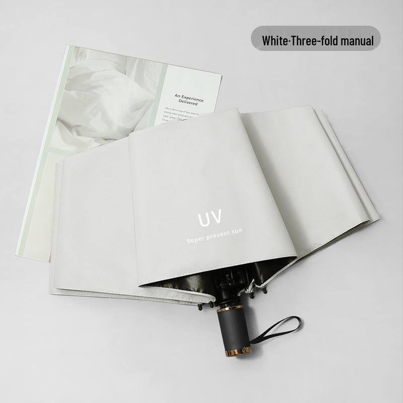 Black Logo Printed Auto Open/Close UV Protection Compact Umbrella for Men & Women - Dual-Use for Rain or Shine